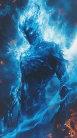 Nebula-born ember wraith wrapped in electric blue flame.