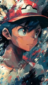 Brushstroke cosmos crowns a determined anime hero’s gaze