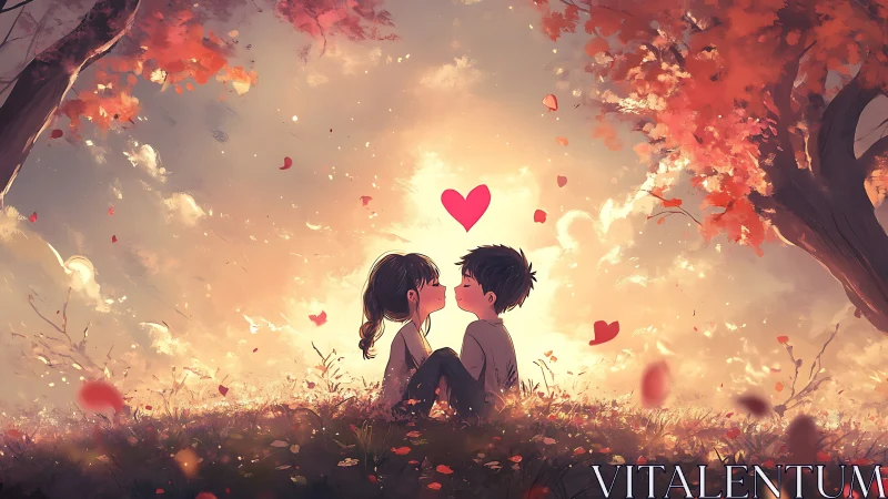 Two Hearts Bloom Beneath Autumn's Glowing Embrace