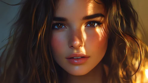 Cinematic close-up portrait in radiant golden rim light.
