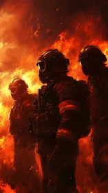 Firefighters Battle Inferno with Silhouettes.