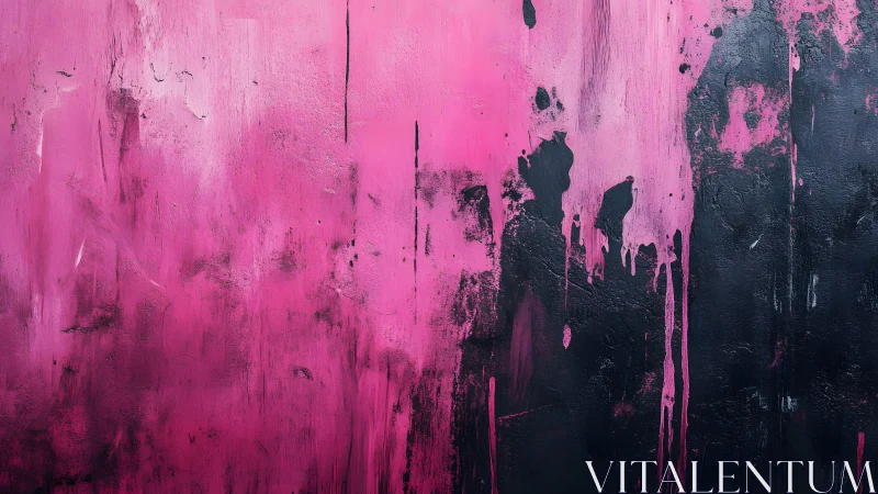 Bold pink and black abstract wall art with expressive brush strokes.