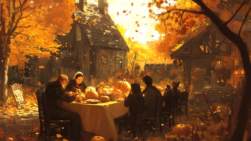 Golden autumn gathers families around a glowing pumpkin feast