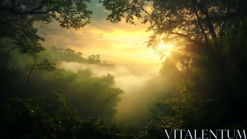 Golden Awakening: Where Mist Surrenders to Dawn's Luminous Embrace