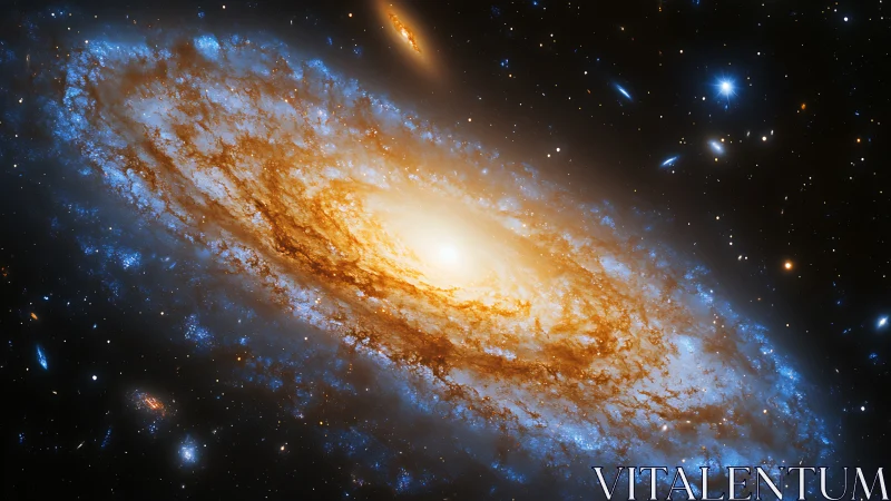 Edge-on spiral galaxy with luminous bulge, dust lanes, and star-forming rim