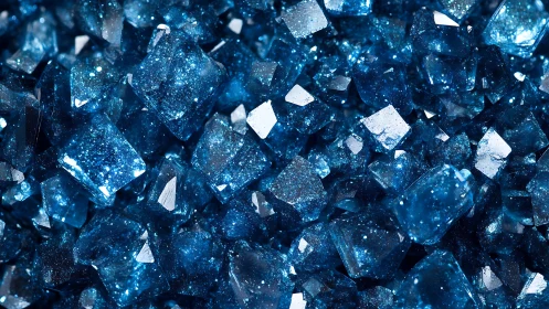 Sparkling blue crystal cluster fills tight macro composition