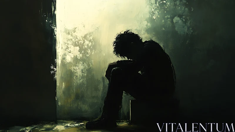 Quiet doorway moment with a lone figure in soft light.