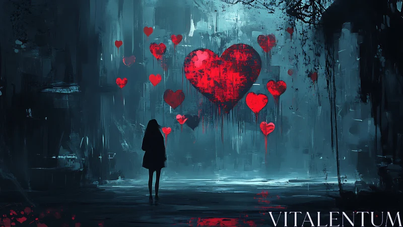 Solitary Reverie: Heart Constellation in Midnight Urban Void.