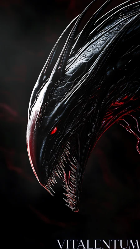 Biomechanical alien predator rendered in high-contrast 3D profile