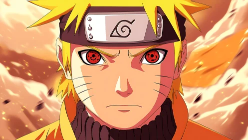 Central close-up of stylized blond ninja character portrait