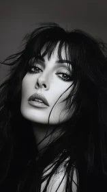 Monochrome high-contrast portrait with cinematic facial detailing.