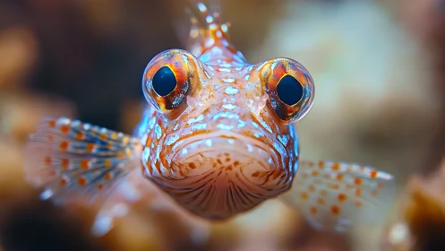 Curious little reef fish with bright gemstone eyes.