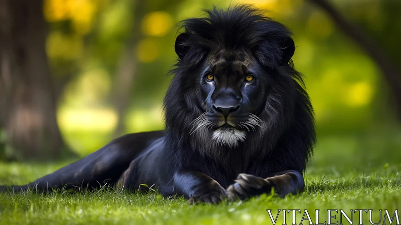 Melanistic lion rendered in high-resolution photoreal detail.