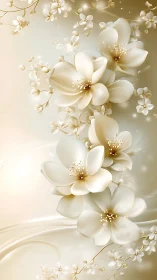Cascading White Flowers with Gold Accents.