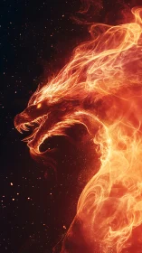 Fire dragon silhouette burns against deep cosmic void.