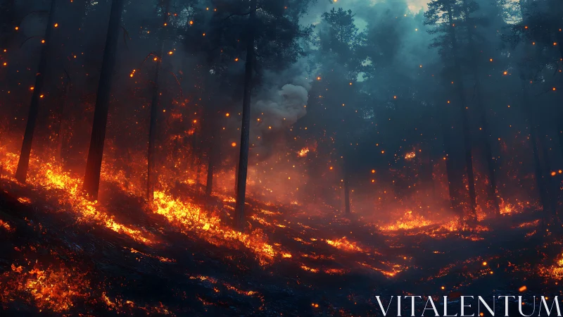 Wildfire Propagation Through Dense Forest Canopy With Atmospheric Light Scattering