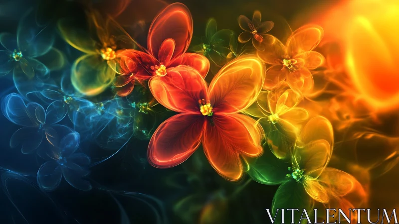 Glowing abstract flowers in vivid neon gradient colors.