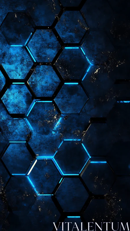 Glowing blue hexagon grid with a softly futuristic mood.