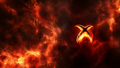 Xbox Flaming Logo Against Turbulent Fire Background.
