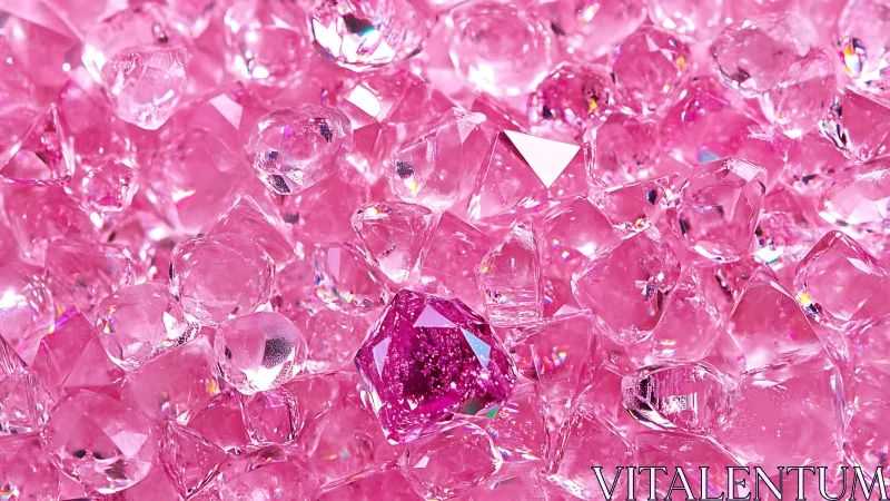 Vivid macro cluster of faceted pink gemstones shimmering.