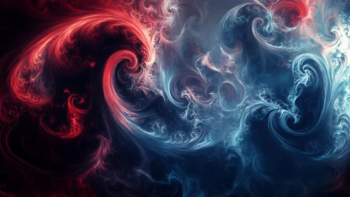 Bifurcated red and cyan fractal vortices in turbulent flow field