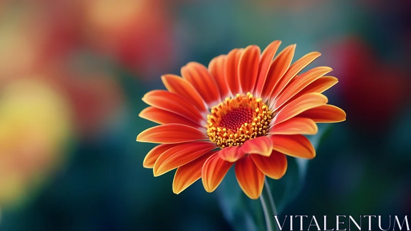 Vibrant Orange Gerbera Daisy in Full Bloom