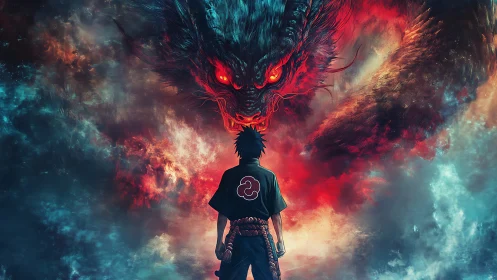 Stormlit warrior squares off against a colossal fire dragon