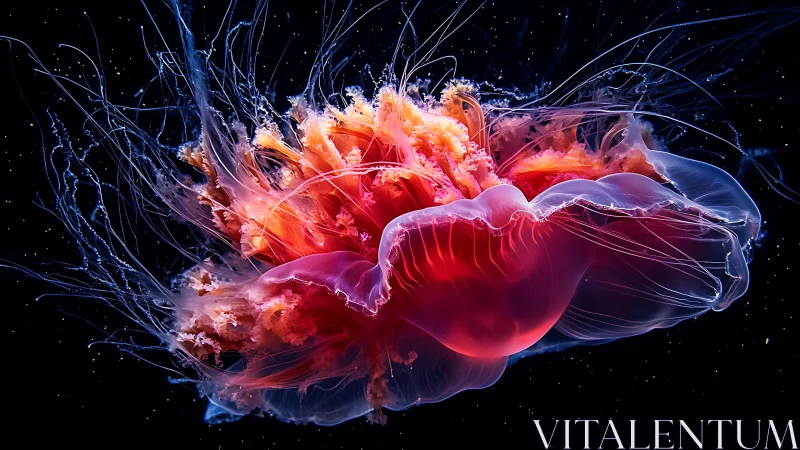 Cosmic jellyfish pirouettes through a velvet galaxy sea