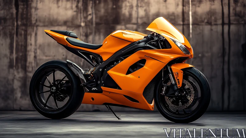 Sleek orange sport motorcycle waits quietly for bold rides
