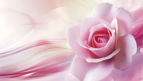 Dreamy Pink Rose in Soft Light Swirls.