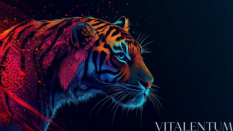 Neon twilight tiger burning through the digital dark.