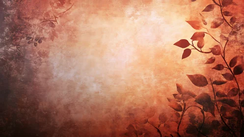 Rustic floral vines glow softly against warm textured light