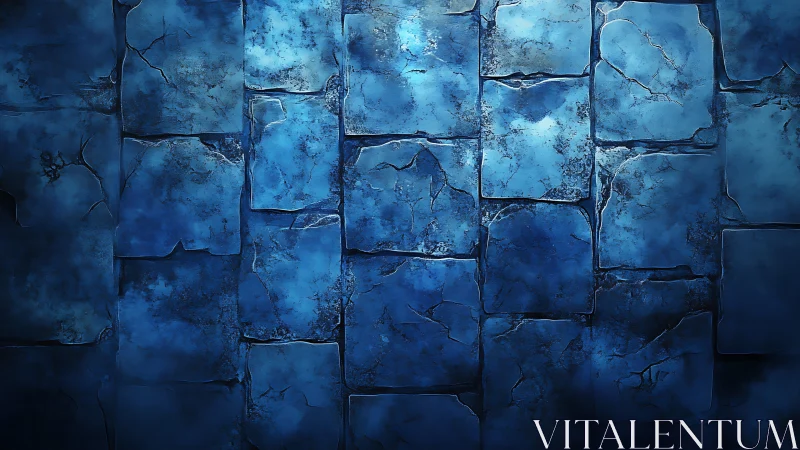 Weathered cobalt stone tiles with cracked surface pattern.