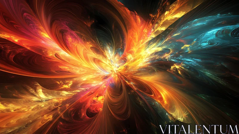 Radiant fractal vortex captures explosive chromatic energy flow