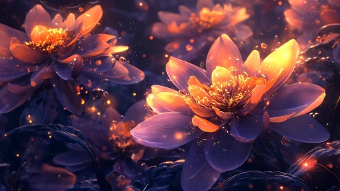 Luminous Flowers Glowing with Magical Light.