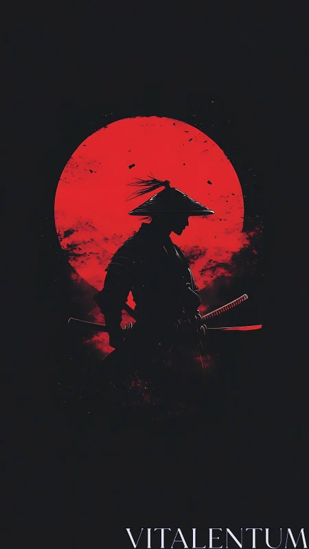 Silent ronin carves midnight myths beneath the blood moon