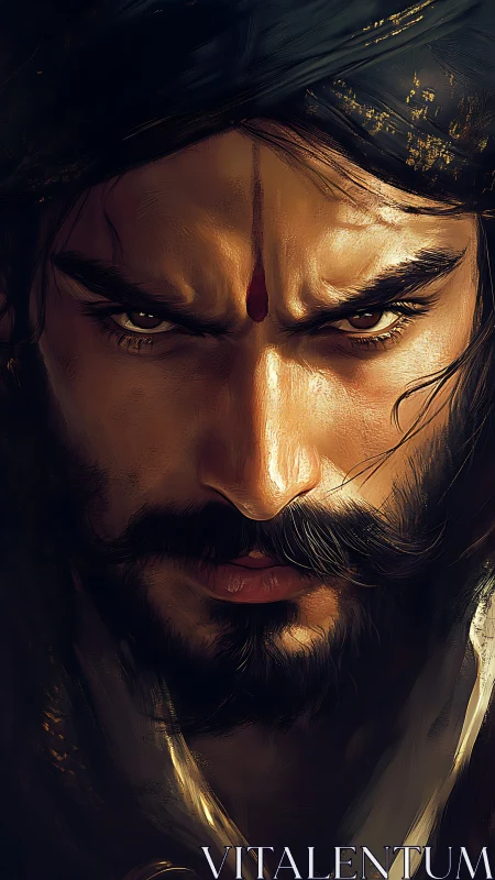 Storm-eyed warrior prince with ember-marked resolve gaze.