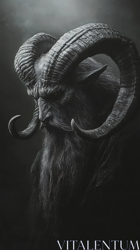 Horned dusk monarch broods beneath a smoldering heavenscape