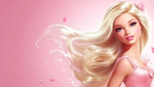 Digital blonde character portrait shows flowing hair motion