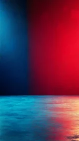 Bicolor gradient environment with reflective cyan surface plane.