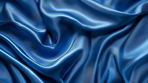 Luminous Blue Silk Fabric Ripples in Dynamic Three-Dimensional Space