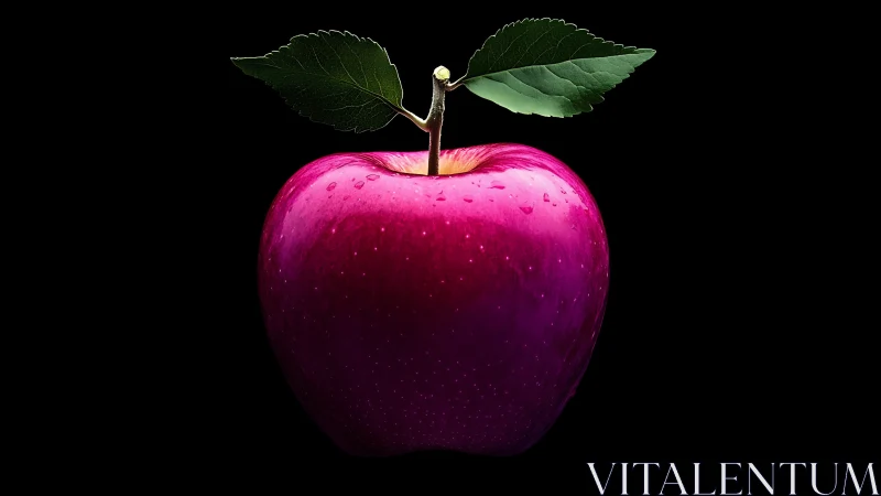 Hyperreal magenta apple rendered against deep black ground