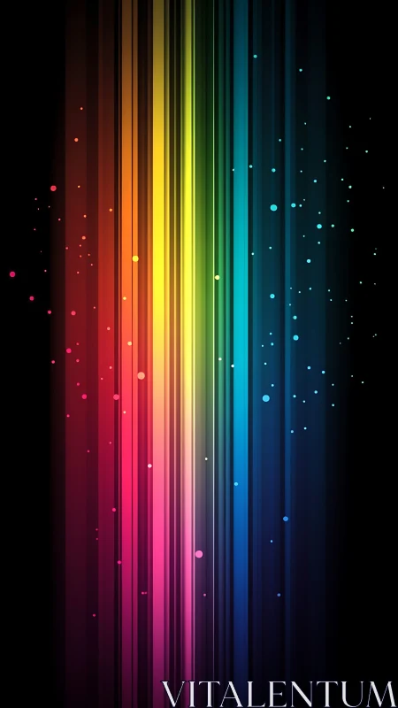 Vertical chromatic light bands form a spectral digital cascade