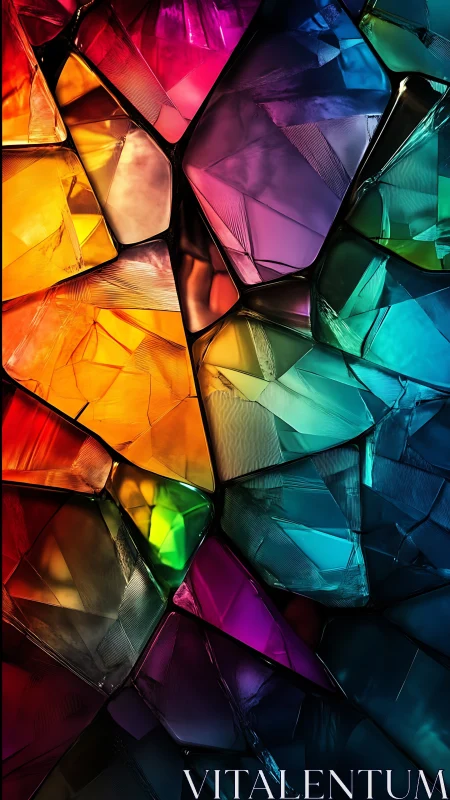 Shattered crystal facets glow in a vivid abstract spectrum