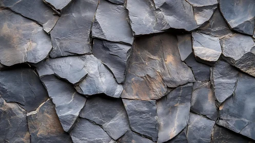 Natural Slate Stone Wall Texture with Irregular Geometric Pattern.