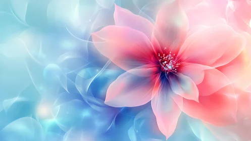 Luminescent Digital Flower with Chromatic Gradient Petals.