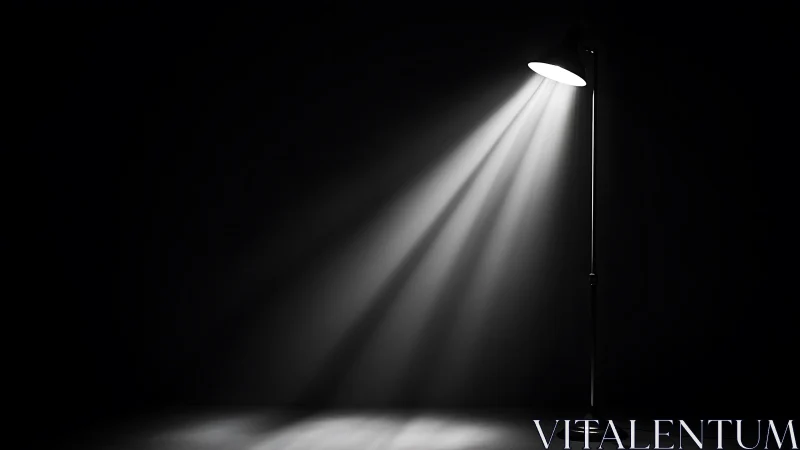 Directional floor lamp emits volumetric light beams in dark void