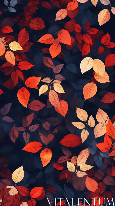 Gentle autumn leaves drifting across a deep night sky.