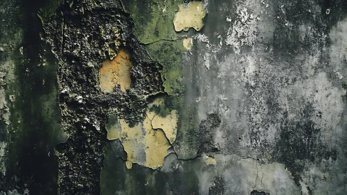 Weathered Concrete Wall with Peeling Paint and Grunge Texture.