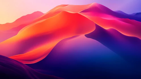 Gradient mountain landscape with smooth abstract forms.